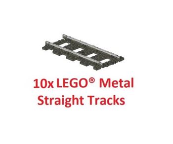 10x Metal Tracks Rails (Straight) Lego 4515 / Lego 2865, Lego, Spiele-Truhe Vintage (Spiele-Truhe Vintage), Train, Hamburg