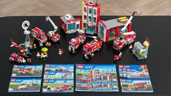 Four sets: Lego City Fire Station + truck + truck + rescue set, Lego 60110 + 60111 + 60214 + 60107, Adam Alexander, City, Cape Town
