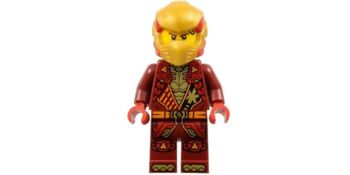 Kai - Dragons Rising, Tunic with Shoulder Armor, Red and Pearl Gold Head Wrap (Minifigure Only), Lego, HJK Bricks (HJK Bricks), Minifigures, Randfontein
