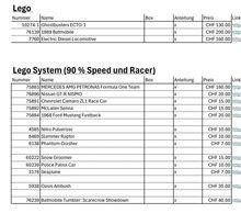 Divers. Gemäss Liste Lego