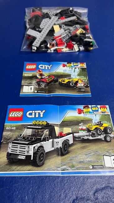 City 4x4 with double axle trailer and 4 wheeler bikes, Lego 60148, Samantha oliver , City, East London 