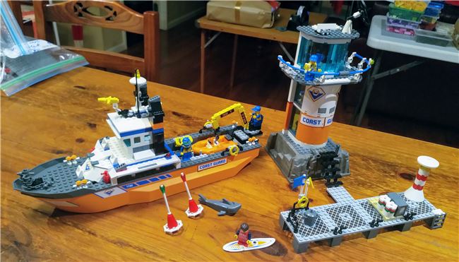 Coast guard set boat and tower, Lego 7739, John kerr, City, GROVEDALE